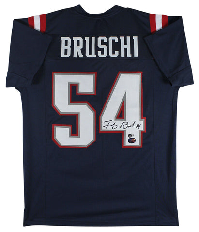 Tedy Bruschi Authentic Signed Navy Blue Pro Style Jersey BAS Witnessed