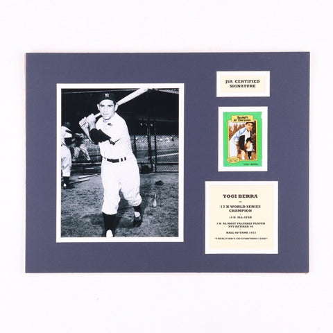 Yogi Berra Signed Yankees Matted 1987 All-Time Greats Baseball Card Display JSA