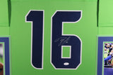 TYLER LOCKETT (Seahawks lime green SKYLINE) Signed Autographed Framed Jersey JSA