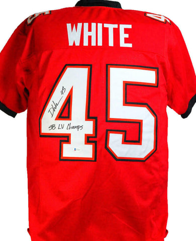 Devin White Autographed Red Pro Style Jersey W/ Insc - Beckett W *Black