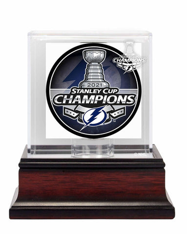 Tampa Bay Lightning 2021 Stanley Cup Champs Mahogany Hockey Puck