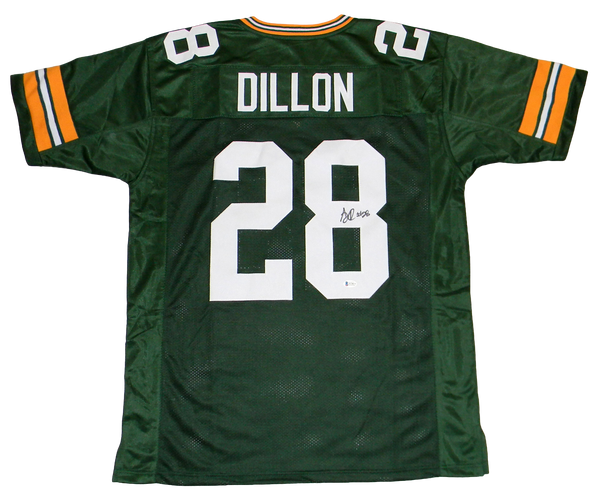 AJ DILLON AUTOGRAPHED SIGNED GREEN BAY PACKERS #28 GREEN JERSEY BECKETT