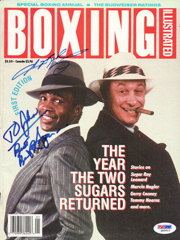 Sugar Ray Leonard & Bert Sugar Autographed Signed Boxing Illustrated PSA Q95613