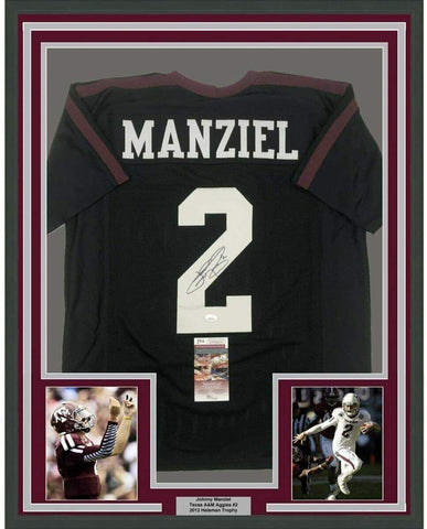 Framed Autographed/Signed Johnny Manziel 33x42 Texas A&M Black College JSA COA