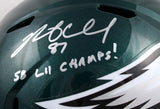 Brent Celek Signed Eagles F/S Speed Helmet w/SB Champs-Beckett W Hologram