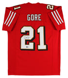 Frank Gore Authentic Signed Red Pro Style Jersey w/ Drop Shadow BAS Witnessed