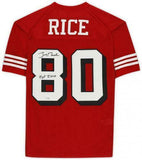 FRMD Jerry Rice 49ers Signed Red Mitchell&Ness Auth Jersey w/"HOF 2010" Inc