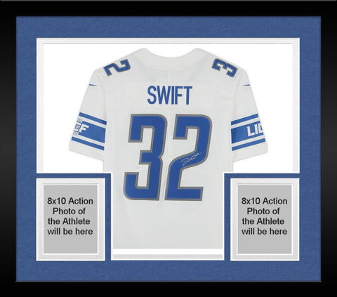 Framed D'Andre Swift Detroit Lions Autographed White Nike Limited Jersey