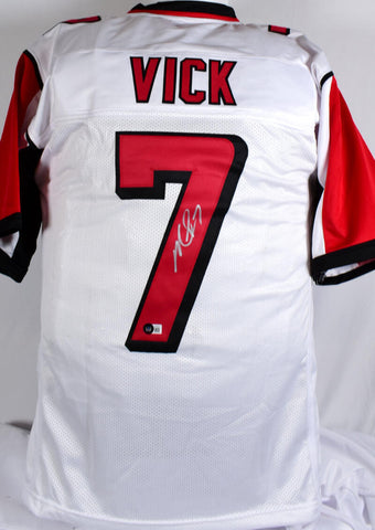 Michael Vick Autographed White Pro Style Jersey - Beckett W Hologram *Silver