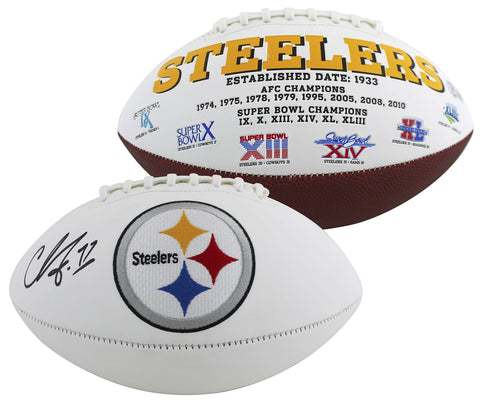 Steelers Chase Claypool Signed Rawlings White Panel Logo Football BAS Witnessed