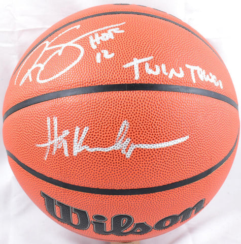 Ralph Sampson Hakeem Olajuwon Autographed Wilson NBA Basketball - Prova *Silver