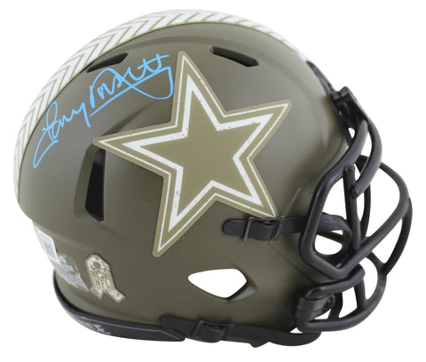 Cowboys Tony Dorsett Signed Salute To Service Speed Mini Helmet BAS Witnessed