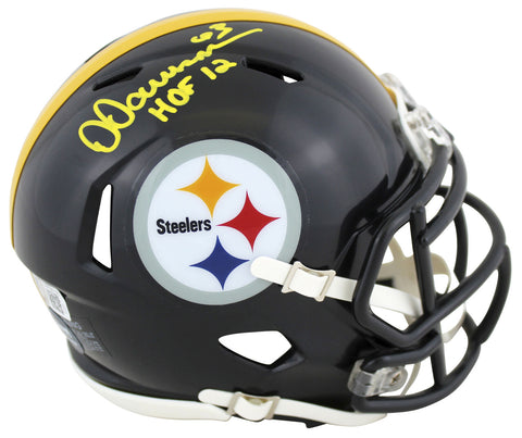 Steelers Dermontti Dawson "HOF 12" Authentic Signed Speed Mini Helmet BAS Wit