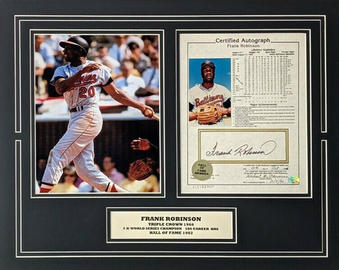 Frank Robinson (d.2018) Signed Orioles Career Stats Card in 16x20 Matted Display