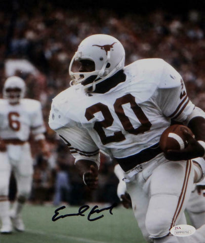 Earl Campbell Signed Texas Longhorns 8x10 White Jersey Photo- JSA W Auth *Black