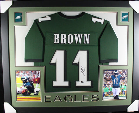 A.J. BROWN (Eagles green SKYLINE) Signed Autographed Framed Jersey Beckett