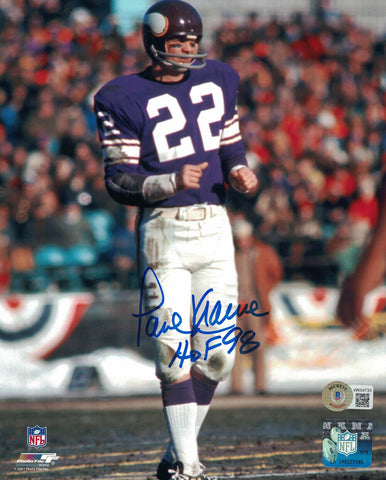 Paul Krause Autographed/Signed Minnesota Vikings 8x10 Photo HOF BAS 33082