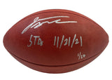 JONATHAN TAYLOR Autographed 5 TD's Duke Metallic Colts Football FANATICS LE 1/28