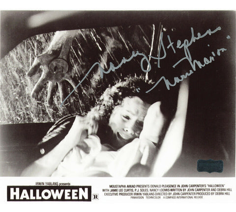 Nancy Stevens Signed Halloween Unframed 8x10 Photo - Car Scene with Inscription