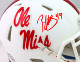 Patrick Willis Autographed Ole Miss White Speed Mini Helmet- Beckett W *Red