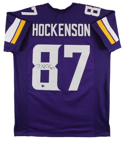 T.J. Hockenson Authentic Signed Purple Pro Style Jersey BAS Witnessed