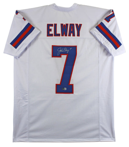 John Elway Authentic Signed White Pro Style Jersey Autographed BAS Witnessed