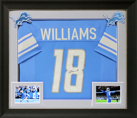 Jameson Williams Authentic Signed Blue Pro Style Framed Jersey BAS Witnessed