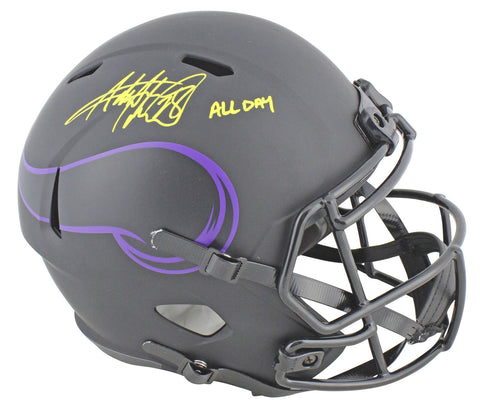 Vikings Adrian Peterson "All Day" Signed Eclipse Full Size Speed Rep Helmet BAS