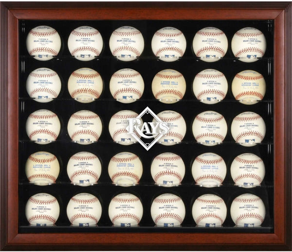 Tampa Bay Rays Logo Mahogany Framed 30-Ball Display Case - Fanatics