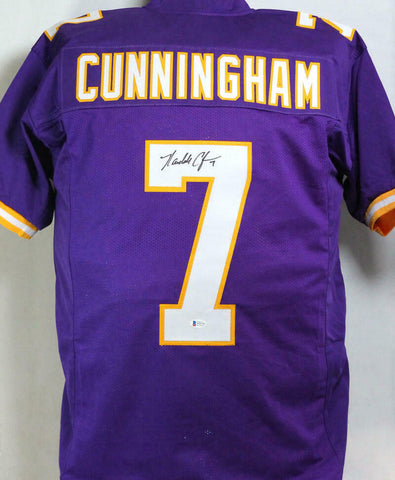 Randall Cunningham Autographed Purple Pro Style Jersey - Beckett W Auth *7