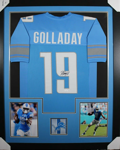 KENNY GOLLADAY (Lions blue TOWER) Signed Autographed Framed Jersey JSA
