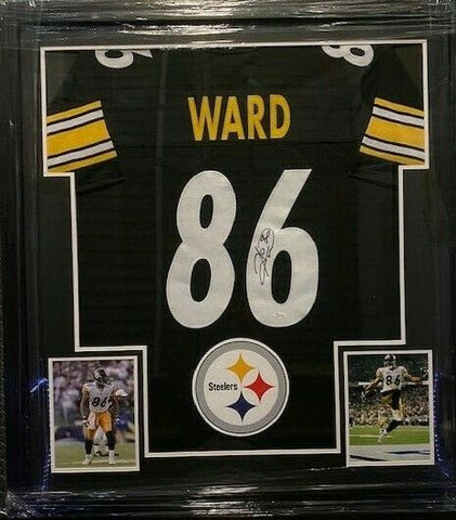 Hines Ward Signed Pittsburgh Steelers 36"x 39" Custom Framed Jersey (JSA COA)
