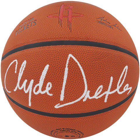 Clyde Drexler Signed Wilson Houston Rockets Logo NBA Basketball - (SCHWARTZ COA)