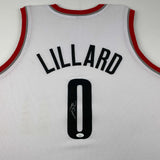 Autographed/Signed Damian Lillard Portland White Basketball Jersey JSA COA