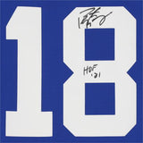 Peyton Manning Colts Signed Blue Mitchell & Ness Rep Jersey w/"HOF 21" Insc