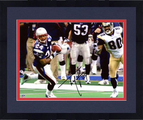 Framed Ty Law New England Patriots Signed 8x10 Interception Photo