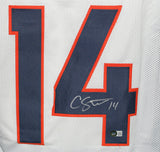Courtland Sutton Autographed/Signed Pro Style White XL Jersey Beckett 34006