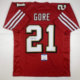 Autographed/Signed FRANK GORE San Francisco Red Football Jersey Beckett BAS COA
