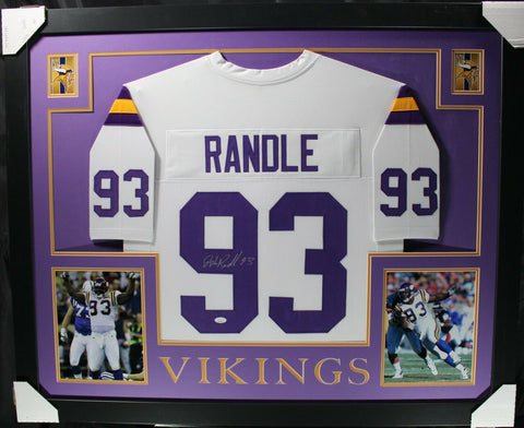 JOHN RANDLE (Vikings white SKYLINE) Signed Autographed Framed Jersey JSA
