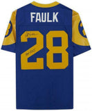 FRMD Marshall Faulk St Loui Rams Signed Mitchell&Ness Rep Jersey w/"HOF 20XI"Ins