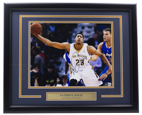 Anthony Davis Signed Framed 11x14 New Orleans Pelicans Basketball Photo BAS