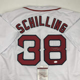 Autographed/Signed Curt Schilling Boston White Baseball Jersey JSA COA Auto