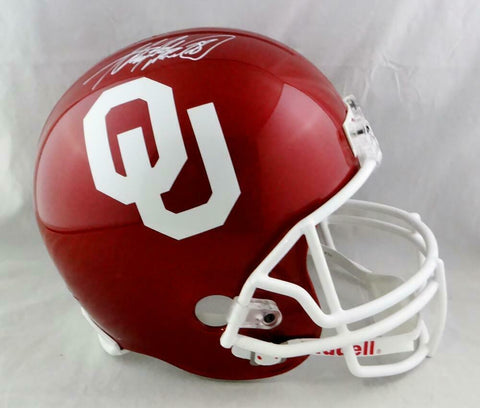 Adrian Peterson Autographed Oklahoma Sooners F/S Helmet - Beckett W Auth *White