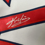Framed Autographed/Signed Kevin Youkilis 33x42 Boston Grey Jersey JSA COA