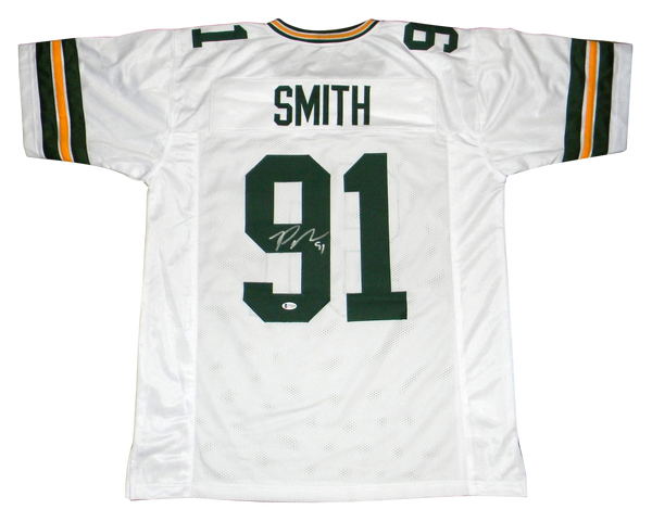 PRESTON SMITH AUTOGRAPHED SIGNED GREEN BAY PACKERS #91 WHITE JERSEY BECKETT
