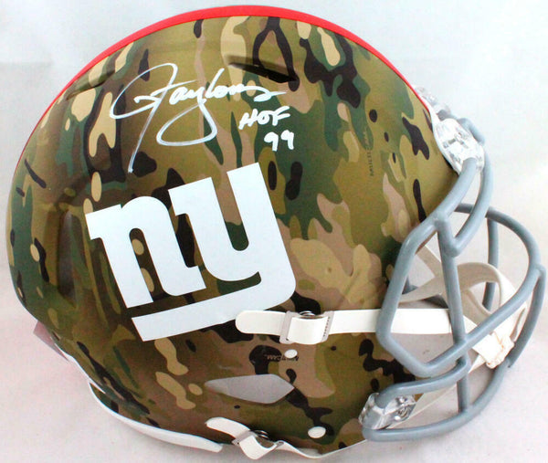 Lawrence Taylor Signed Giants Authentic Camo F/S Helmet w/ HOF- Beckett W *White