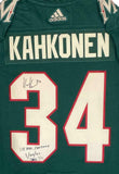 KAAPO KAHKONEN Autographed Wild "1st NHL Shutout 1/22/21" Jersey FANATICS LE 34
