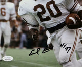 Earl Campbell Signed Texas Longhorns 8x10 White Jersey Photo w/HT 77- JSA W Auth