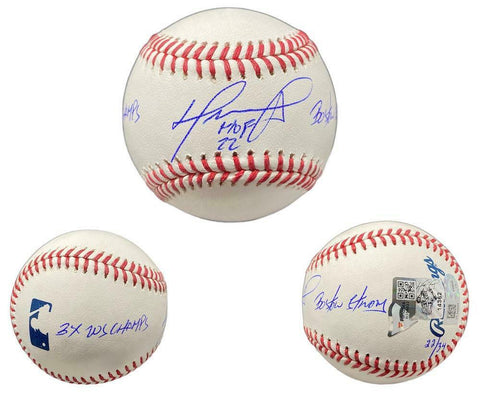 DAVID ORTIZ Autographed Red Sox HOF 22, 3x WS Champs Baseball FANATICS LE 22/34
