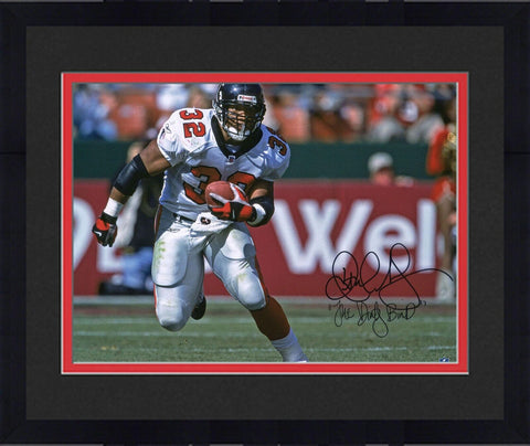 FRMD Jamal anderson Falcons Signed 16x20 Jersey Running Photo w/Insc